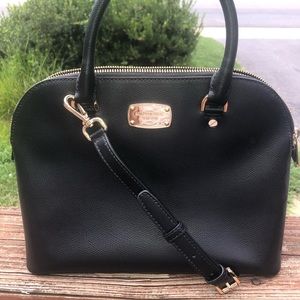 MICHAEL KORS BLACK SAFFIANO LEATHER SATCHEL